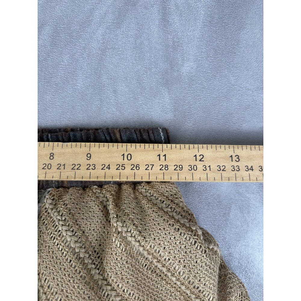 Bohemian Maxi Skirt with Crochet Overlay - Brown Plaid - Picture 8 of 9
